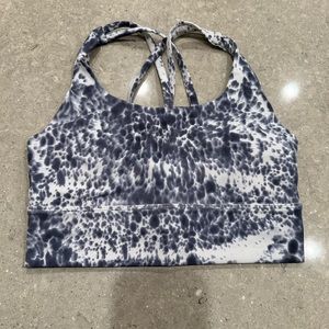 Lululemon blue and white abstract spotted sports bra size 4